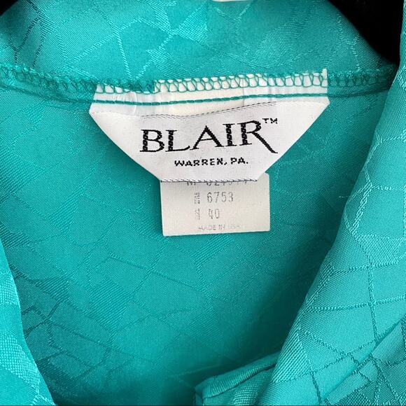 Blair Vintage Tie Neck Elastic Cuff Blouse Size 10 - Picture 3 of 8